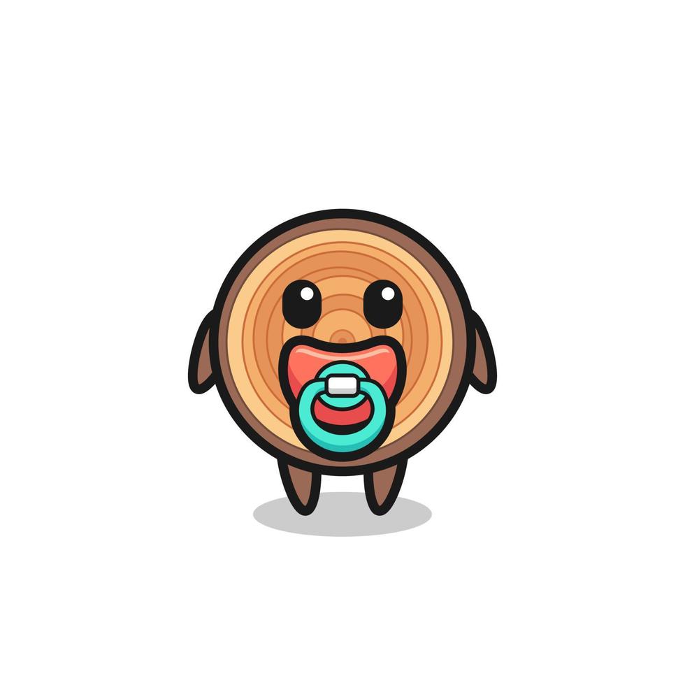 baby wood grain cartoon character with pacifier vector