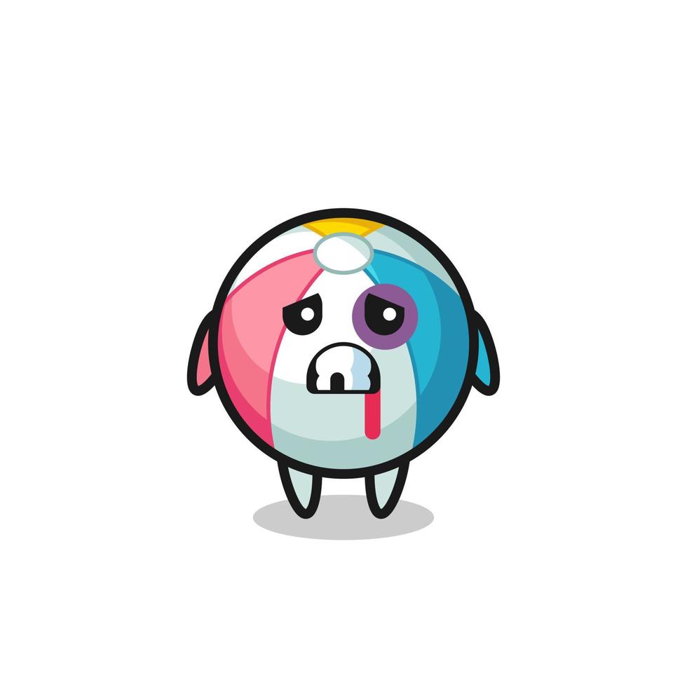 injured beach ball character with a bruised face vector