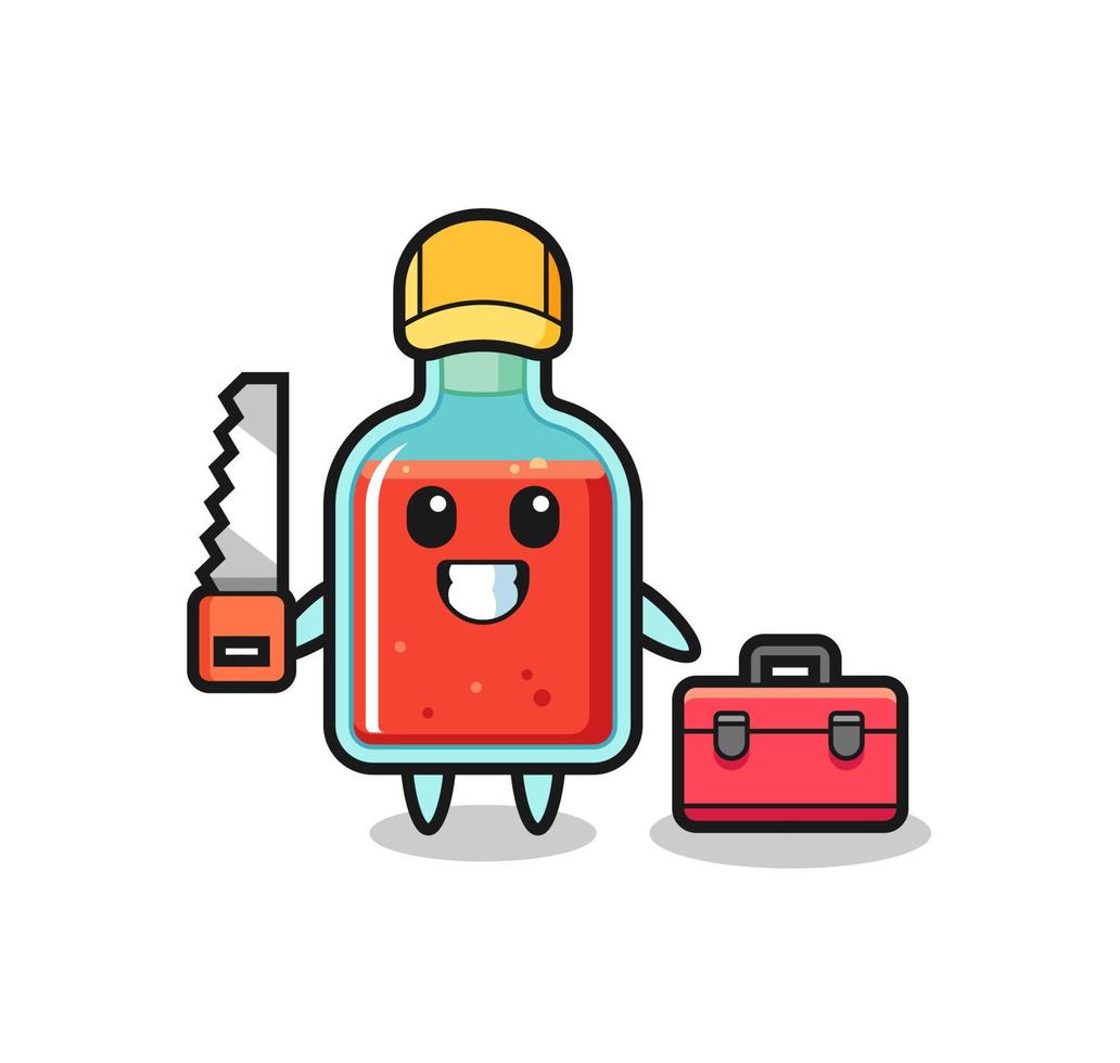 Illustration of square poison bottle character as a woodworker vector