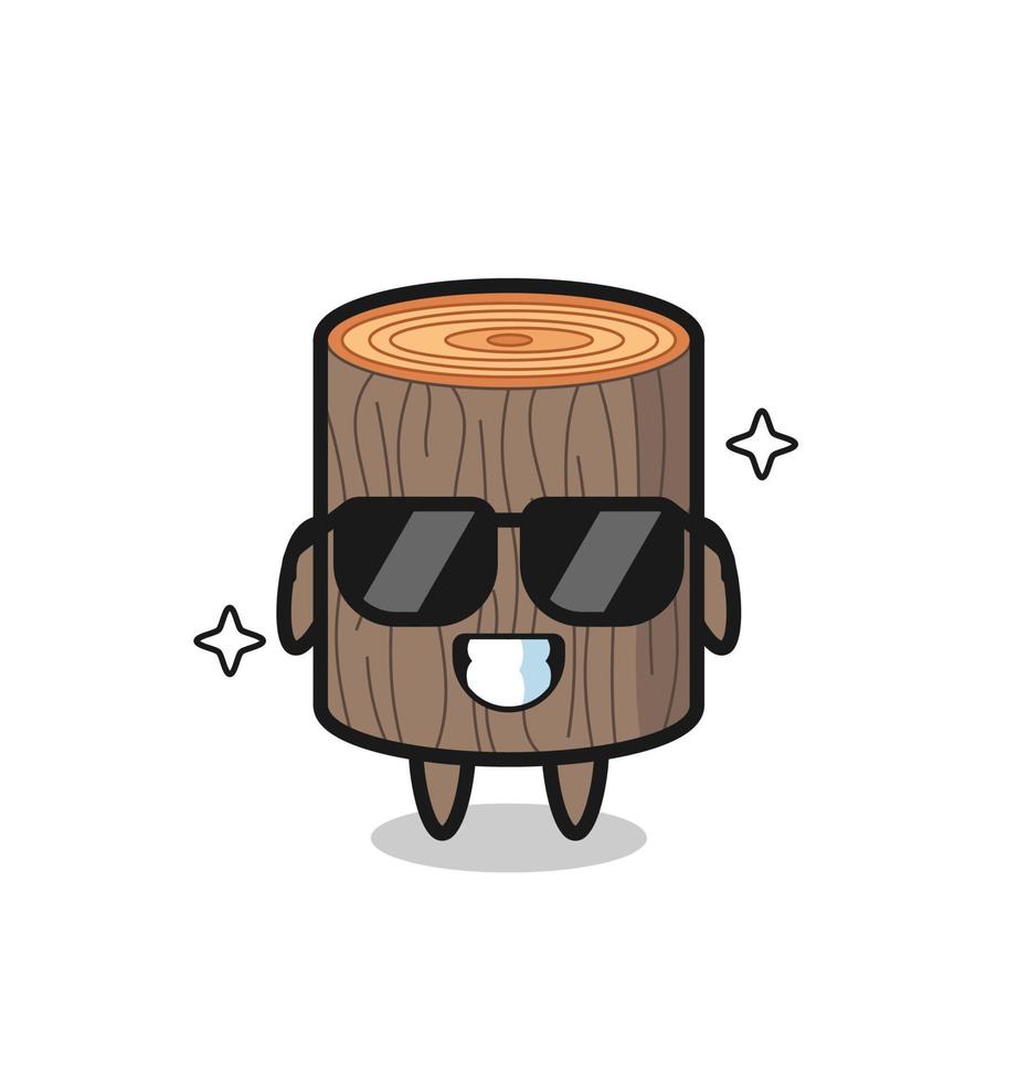 Cartoon mascot of tree stump with cool gesture vector