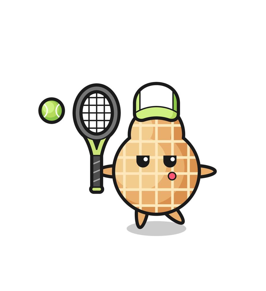 Cartoon character of peanut as a tennis player vector