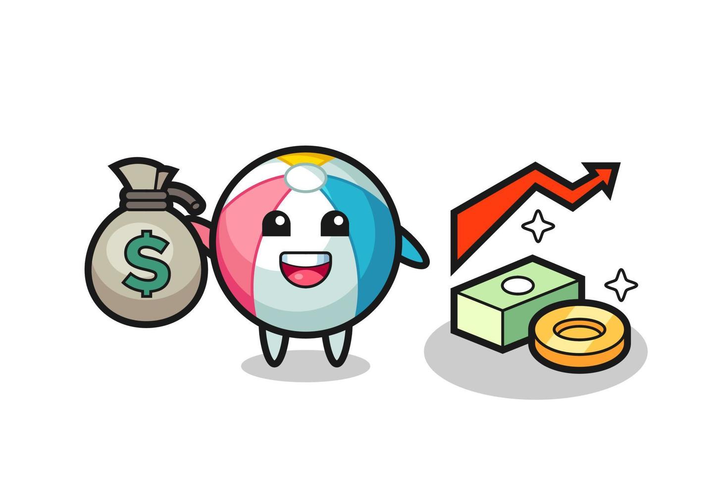 beach ball illustration cartoon holding money sack vector
