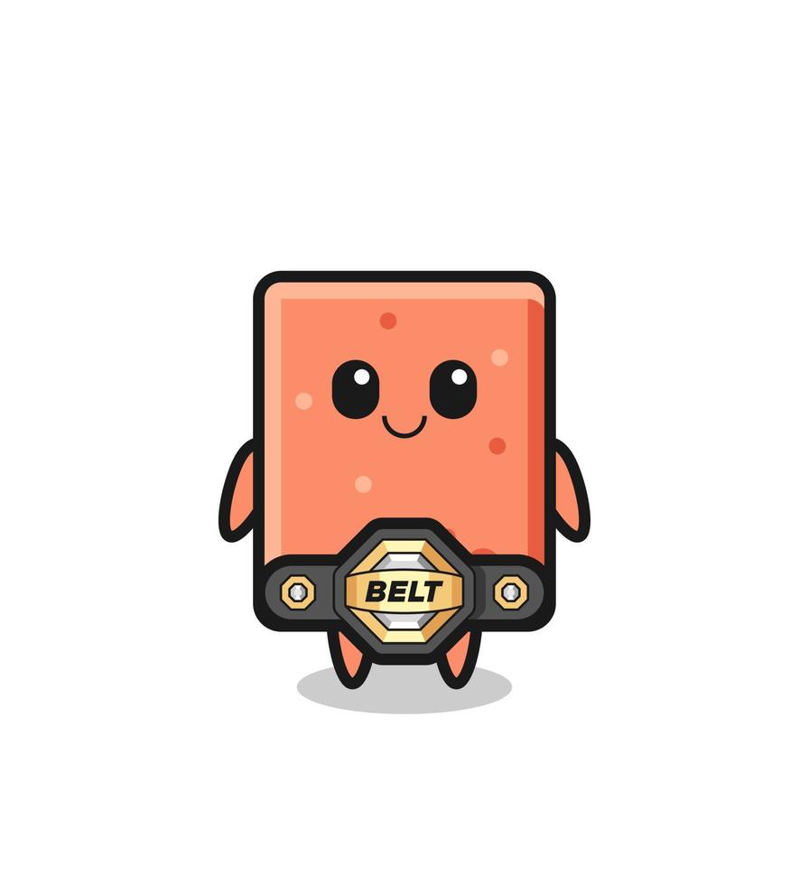 the MMA fighter brick mascot with a belt vector