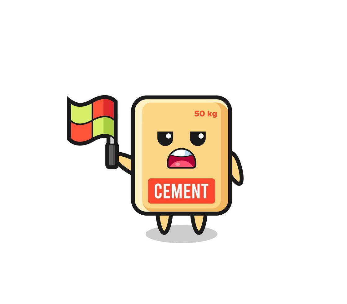 cement sack character as line judge putting the flag up vector