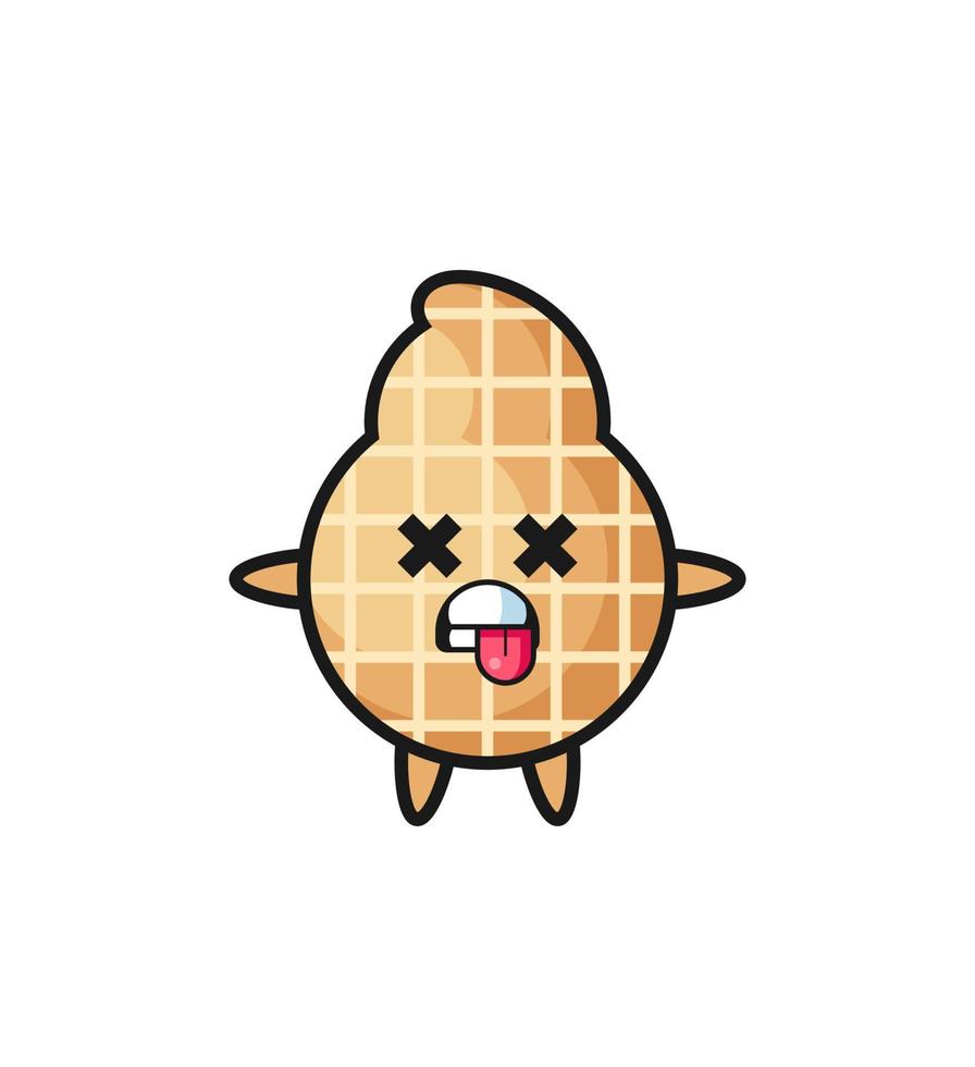 character of the cute peanut with dead pose vector