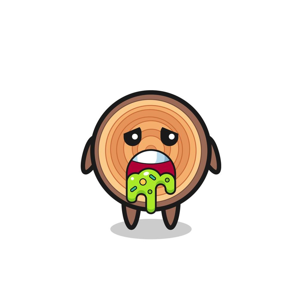 the cute wood grain character with puke vector