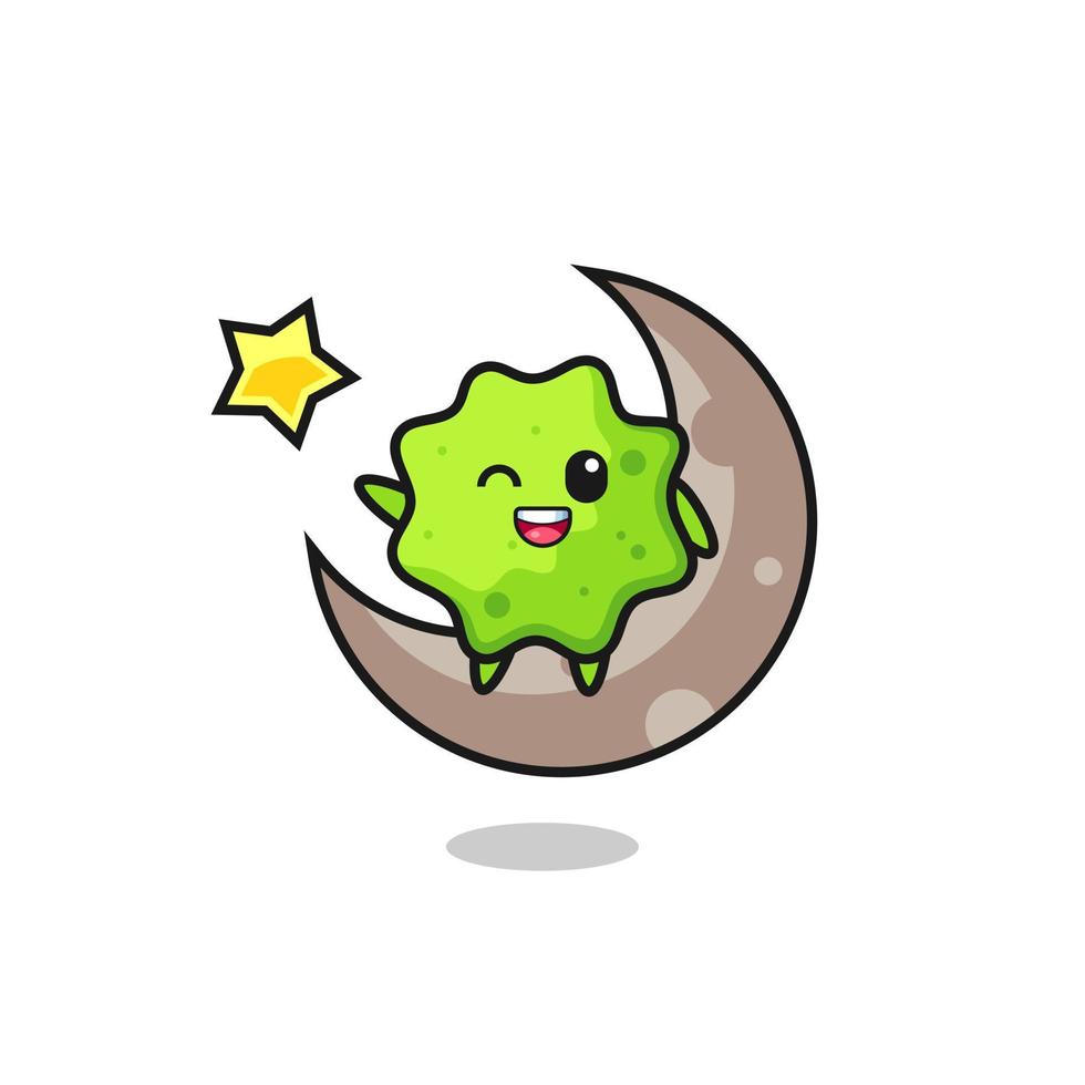 illustration of splat cartoon sitting on the half moon vector