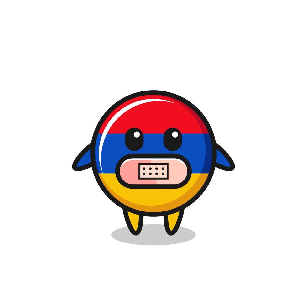 Cartoon Illustration of armenia flag with tape on mouth vector
