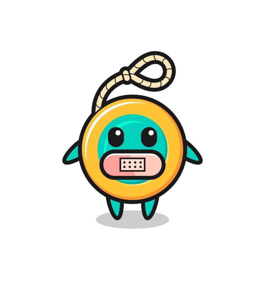 Cartoon Illustration of yoyo with tape on mouth vector