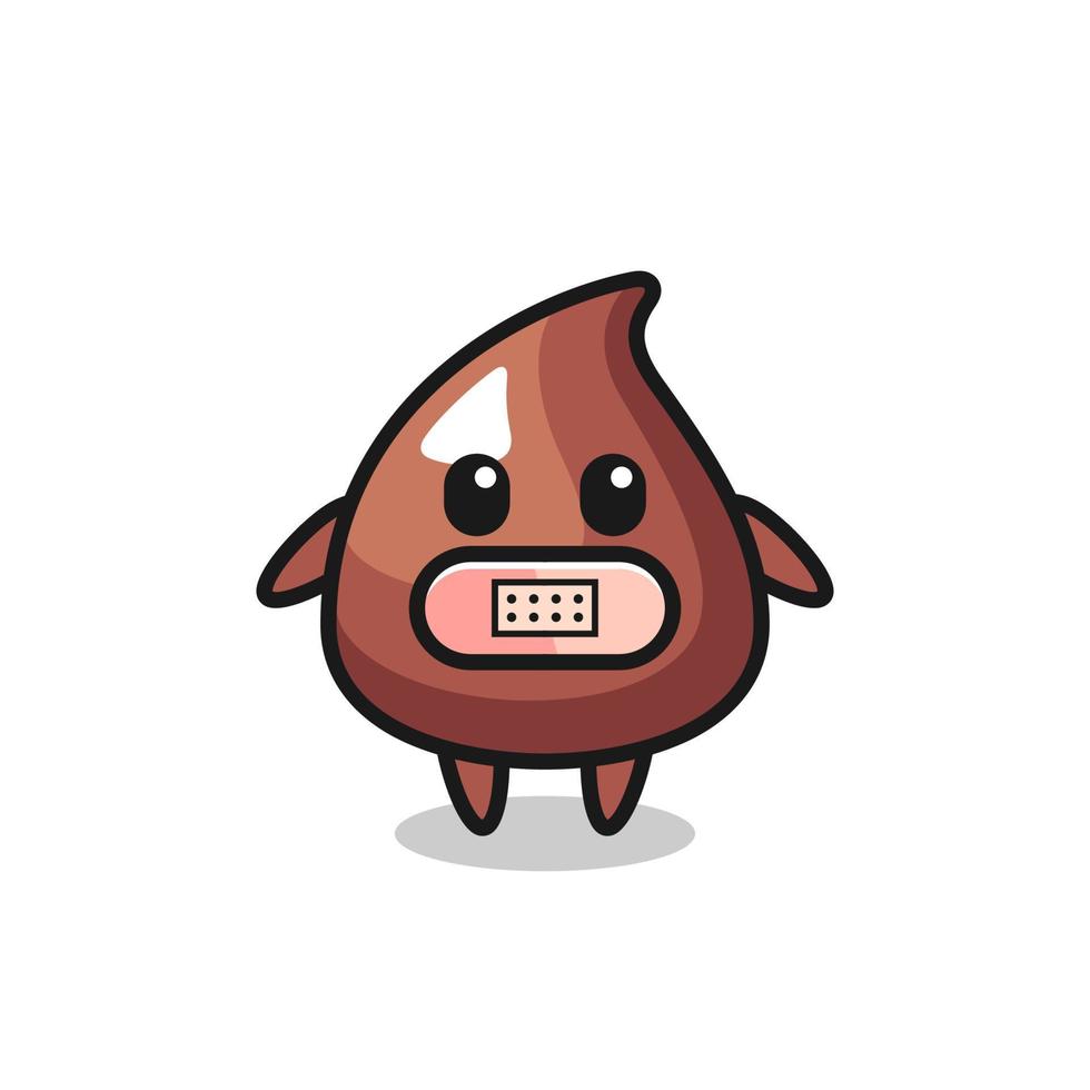 Cartoon Illustration of choco chip with tape on mouth vector