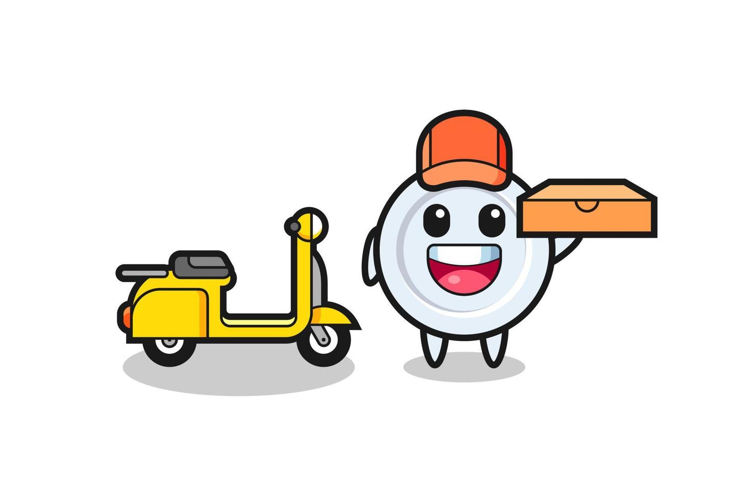 Character Illustration of plate as a pizza deliveryman vector