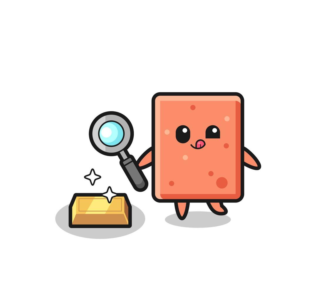 brick character is checking the authenticity of the gold bullion vector