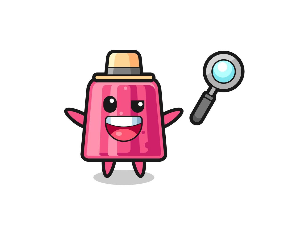 ilustración de la mascota de gelatina como detective que logra resolver un caso vector