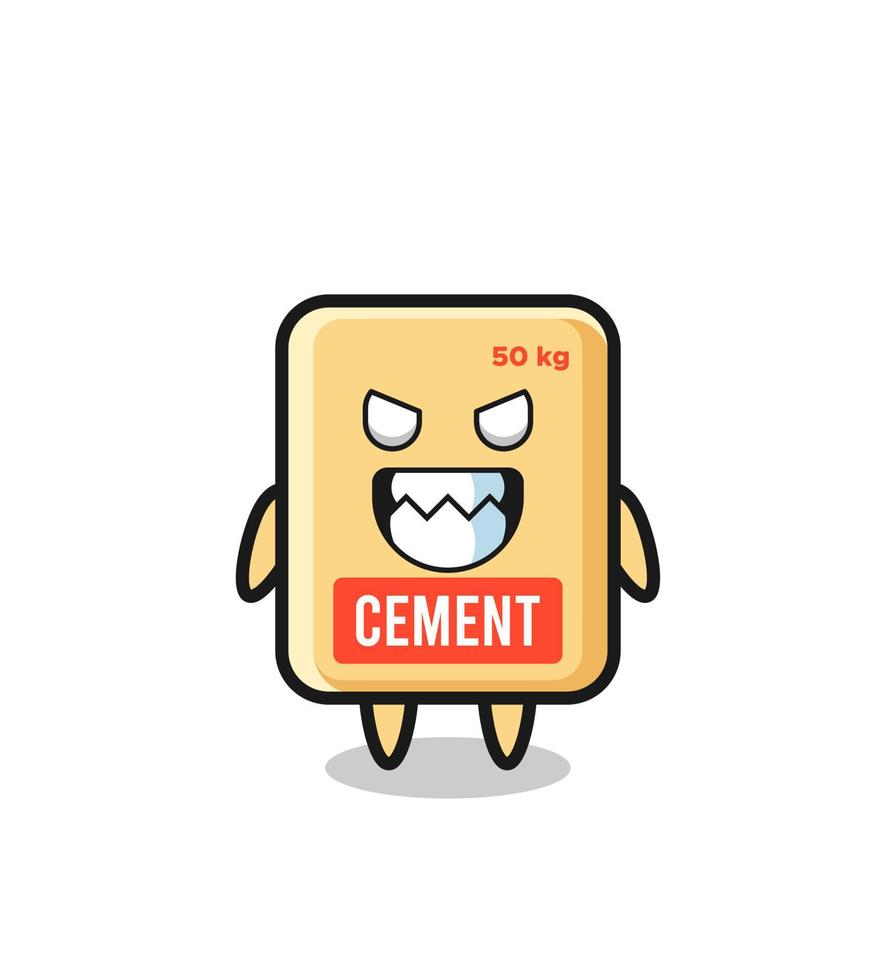 expresión malvada del personaje de la mascota linda del saco de cemento vector