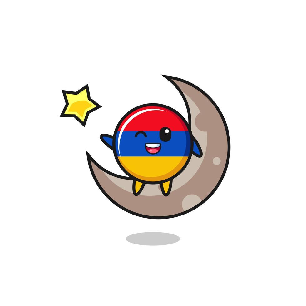 illustration of armenia flag cartoon sitting on the half moon vector