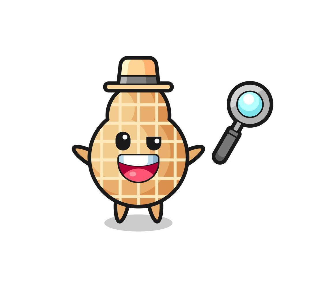 ilustración de la mascota del maní como detective que logra resolver un caso vector