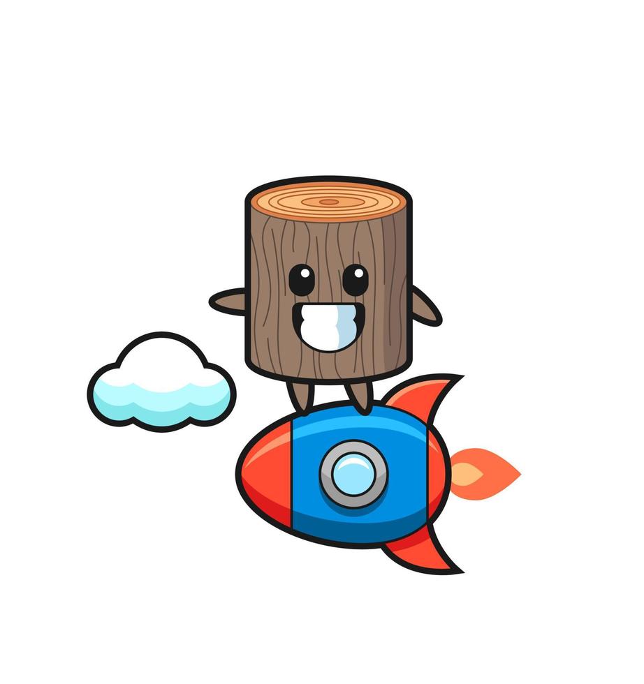tree stump mascot character riding a rocket vector