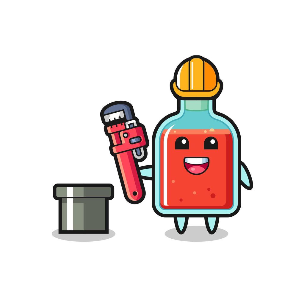 Character Illustration of square poison bottle as a plumber vector