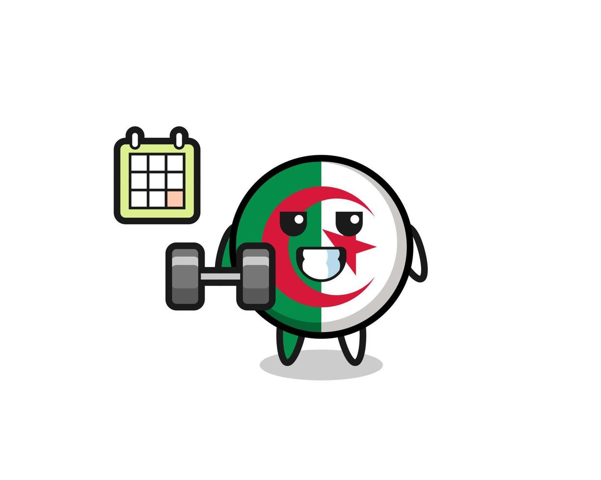 algeria flag mascot cartoon doing fitness with dumbbell vector