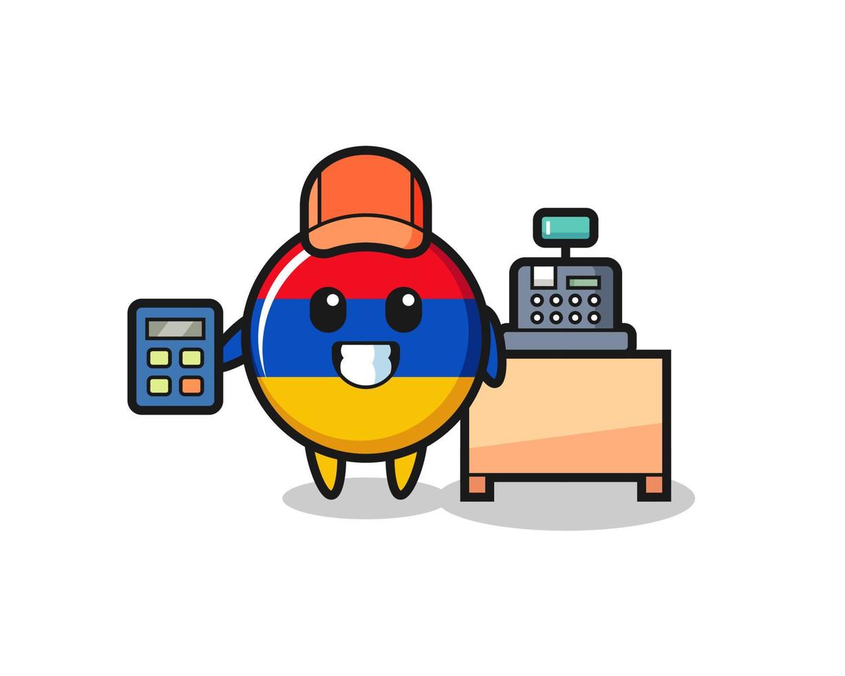 Illustration of armenia flag character as a cashier vector