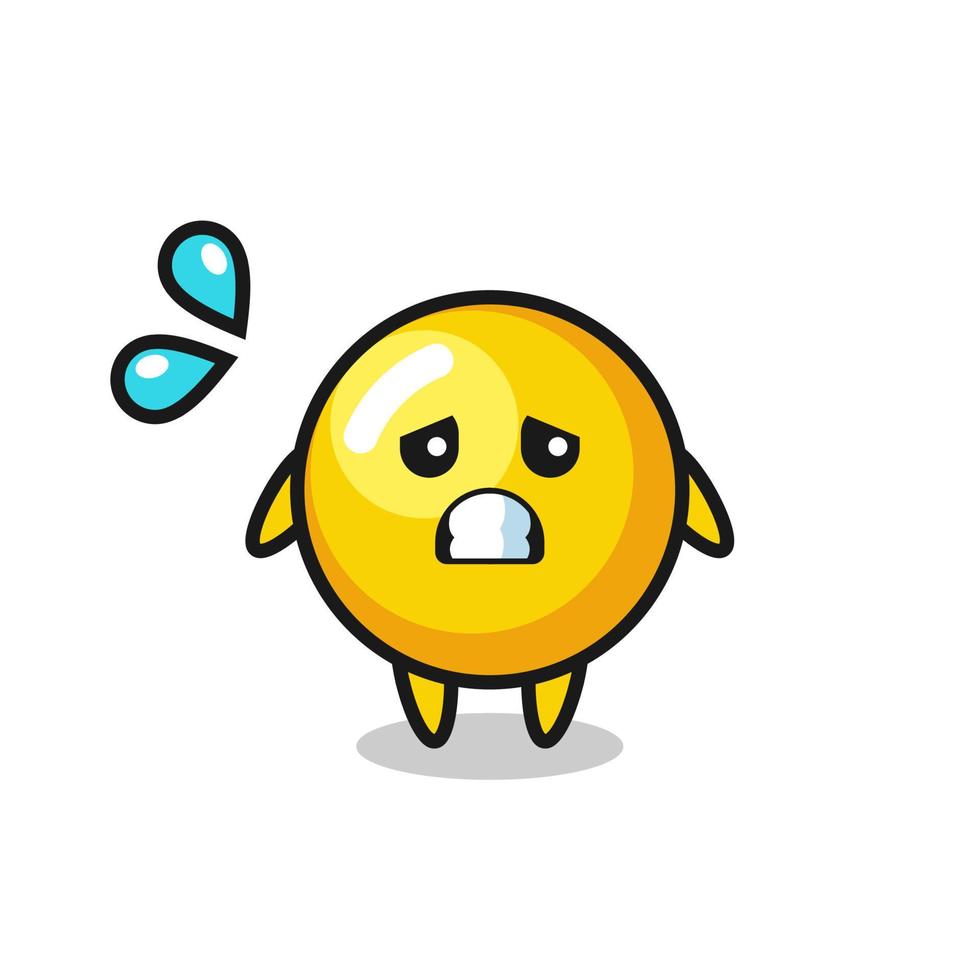 egg yolk mascot character with afraid gesture vector
