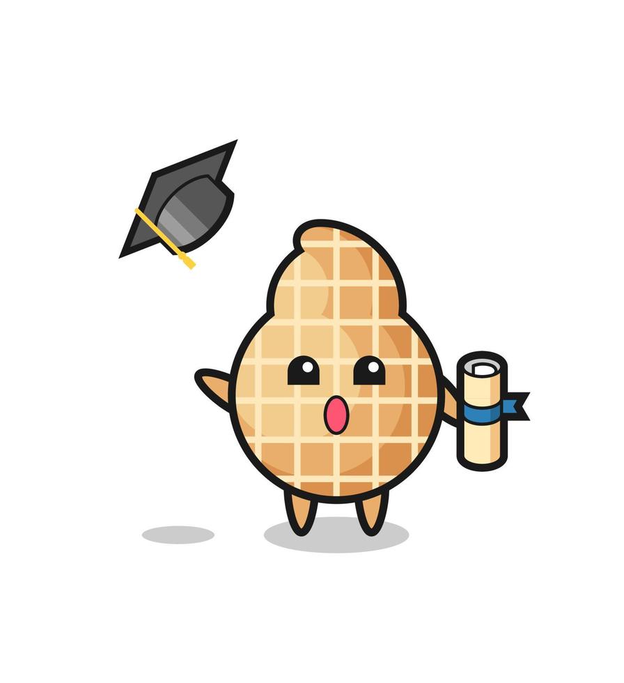 Illustration of peanut cartoon throwing the hat at graduation vector