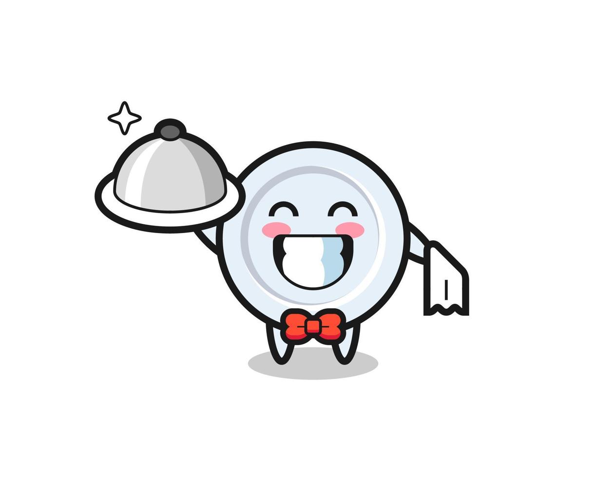 Character mascot of plate as a waiters vector