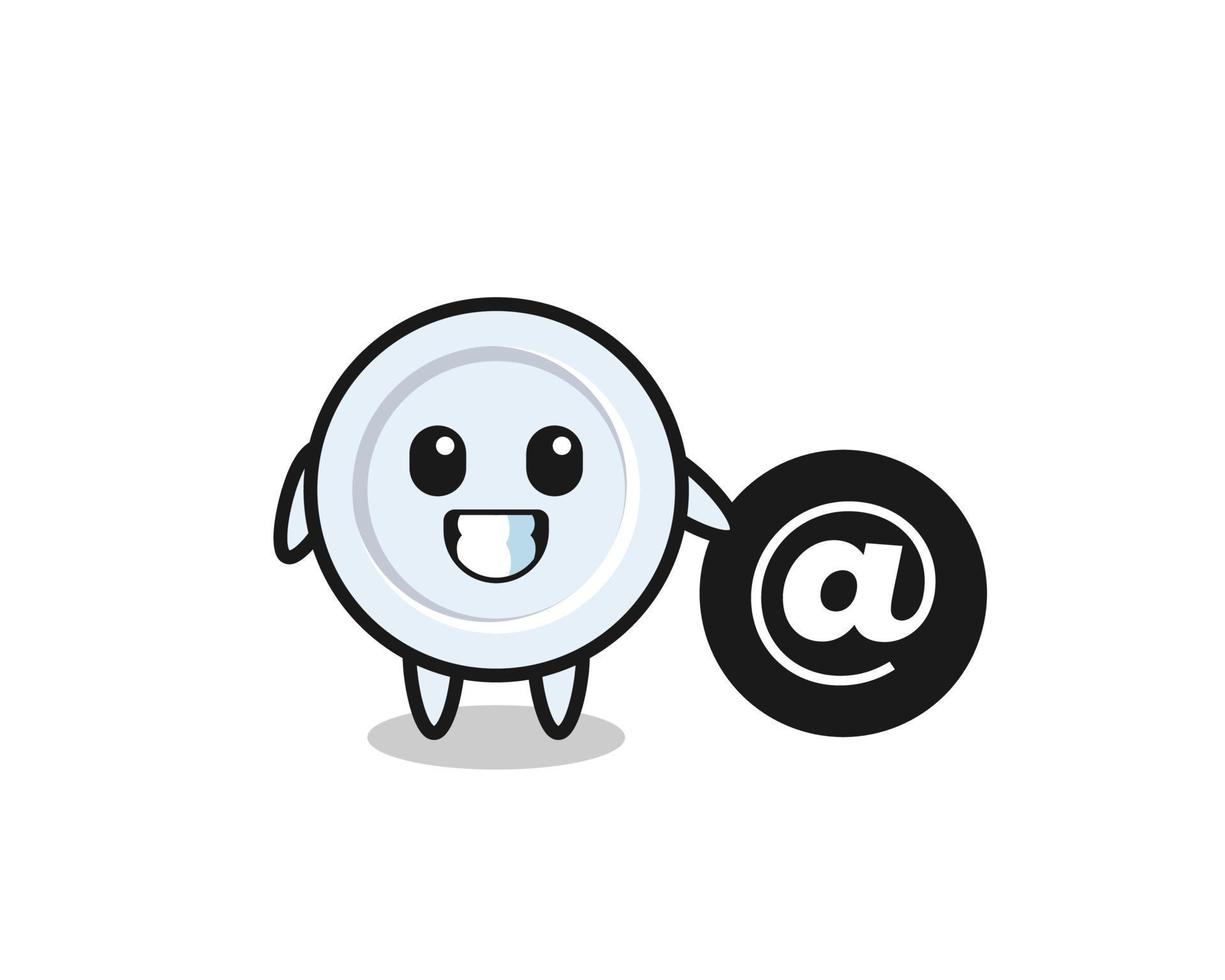 Cartoon Illustration of plate standing beside the At symbol vector