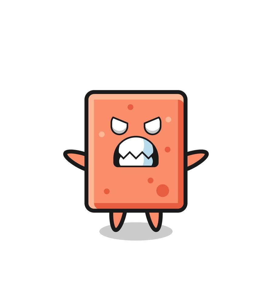 wrathful expression of the brick mascot character vector