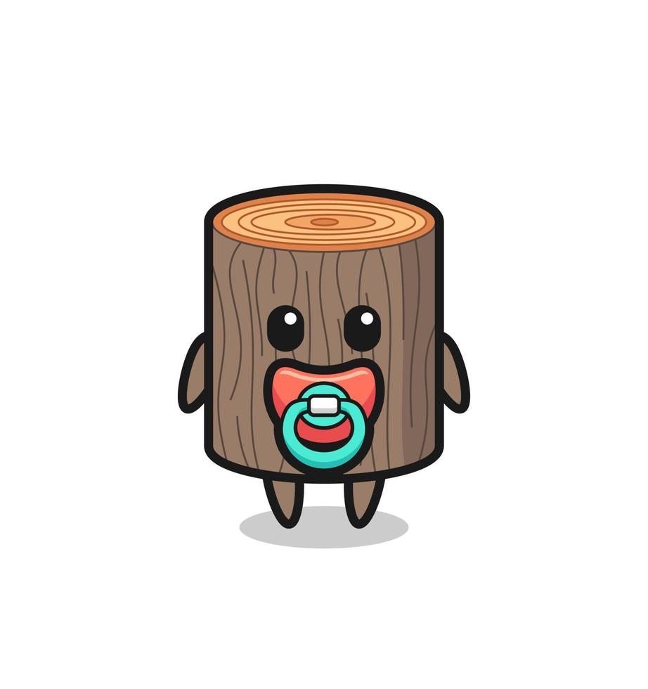 baby tree stump cartoon character with pacifier vector