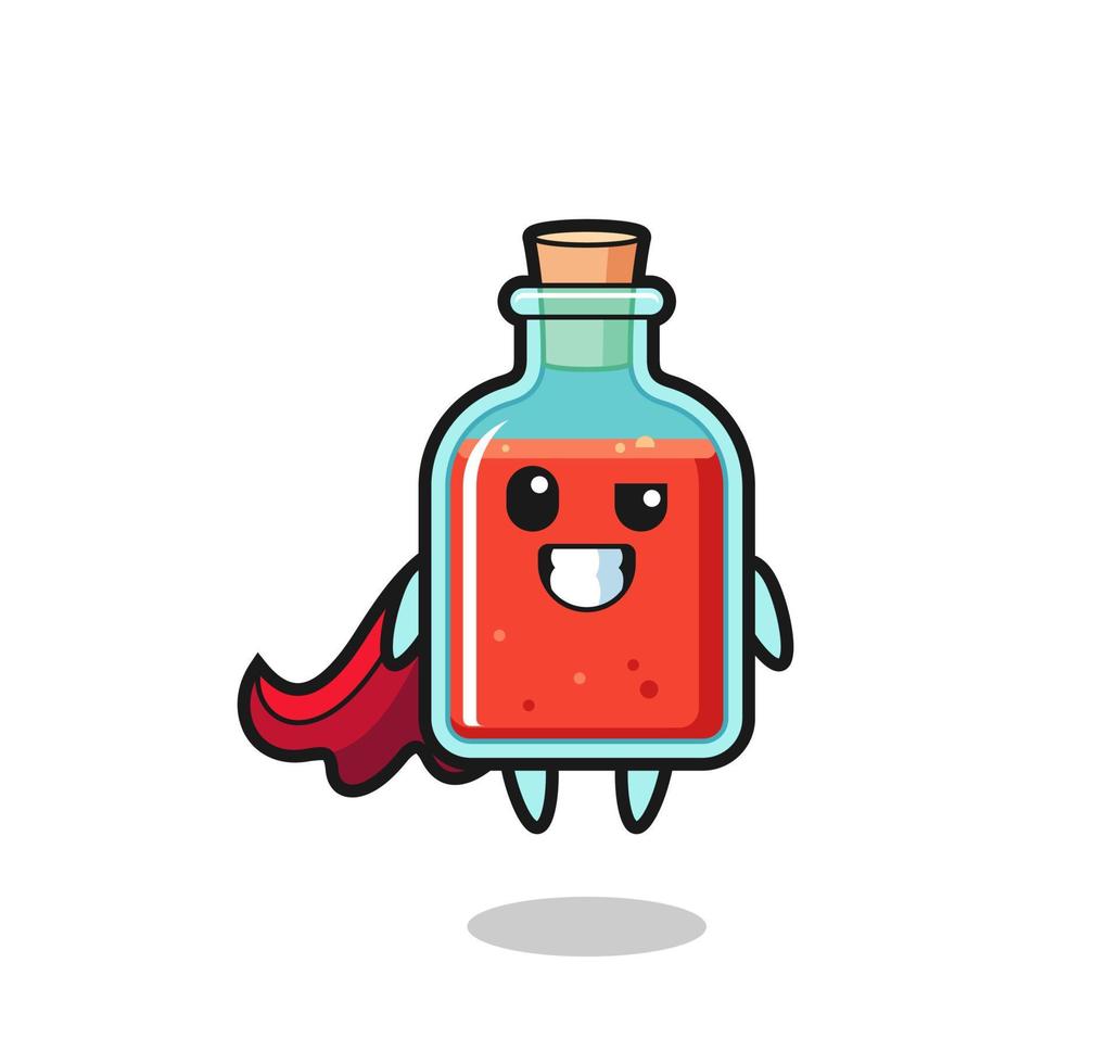 the cute square poison bottle character as a flying superhero vector