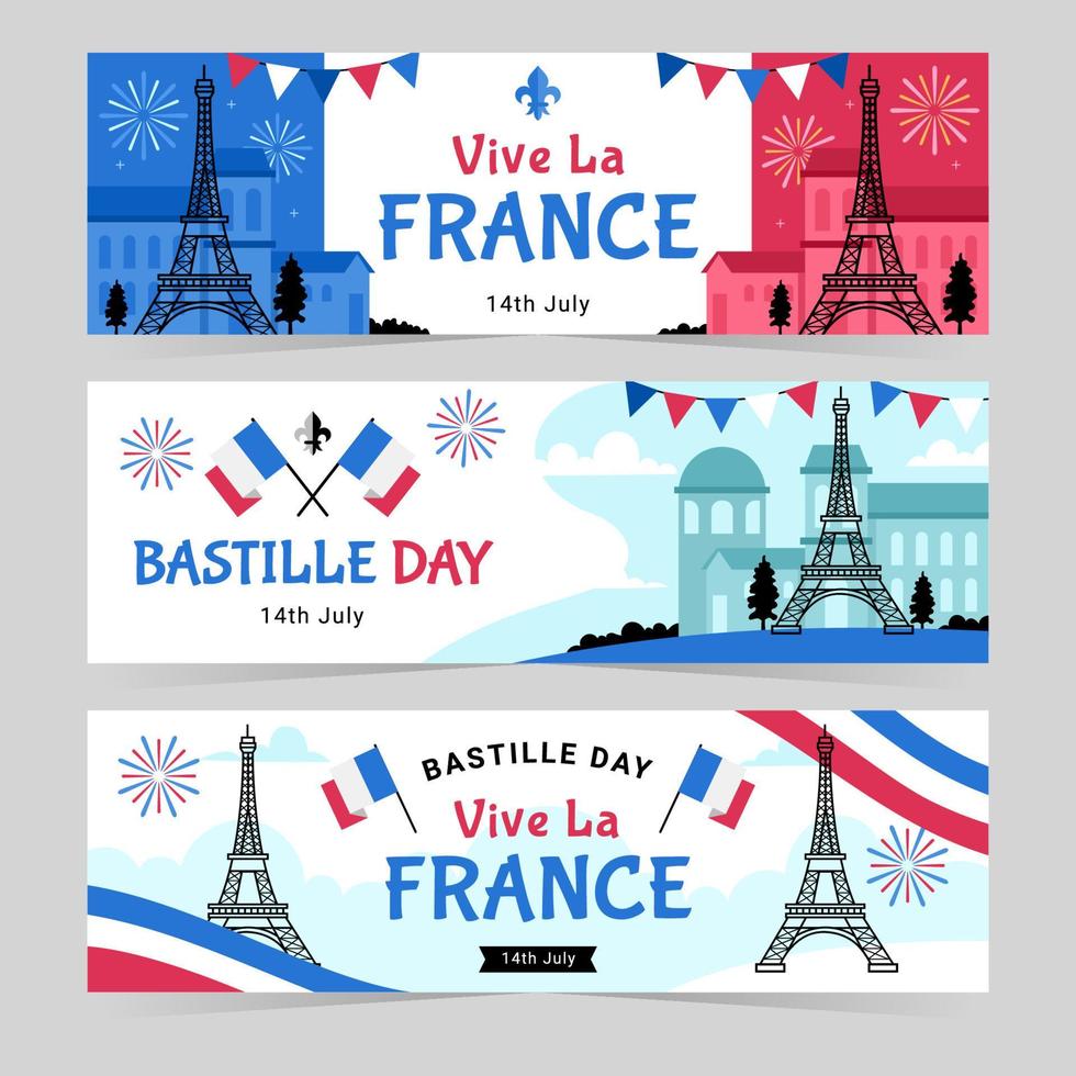 Bastille Day Banner Template vector