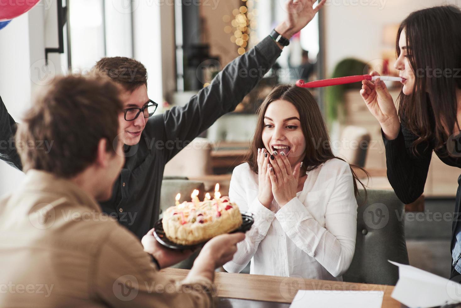 It looks awesome. One of employees have birthday today. Friendly coworkers decides to make surprise for her photo