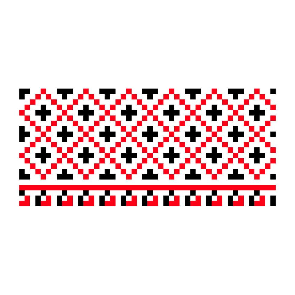 Pixelized pattern Vyshyvanka Traditional Ethnic Ukrainian Seamless Pattern slavic ornament vector