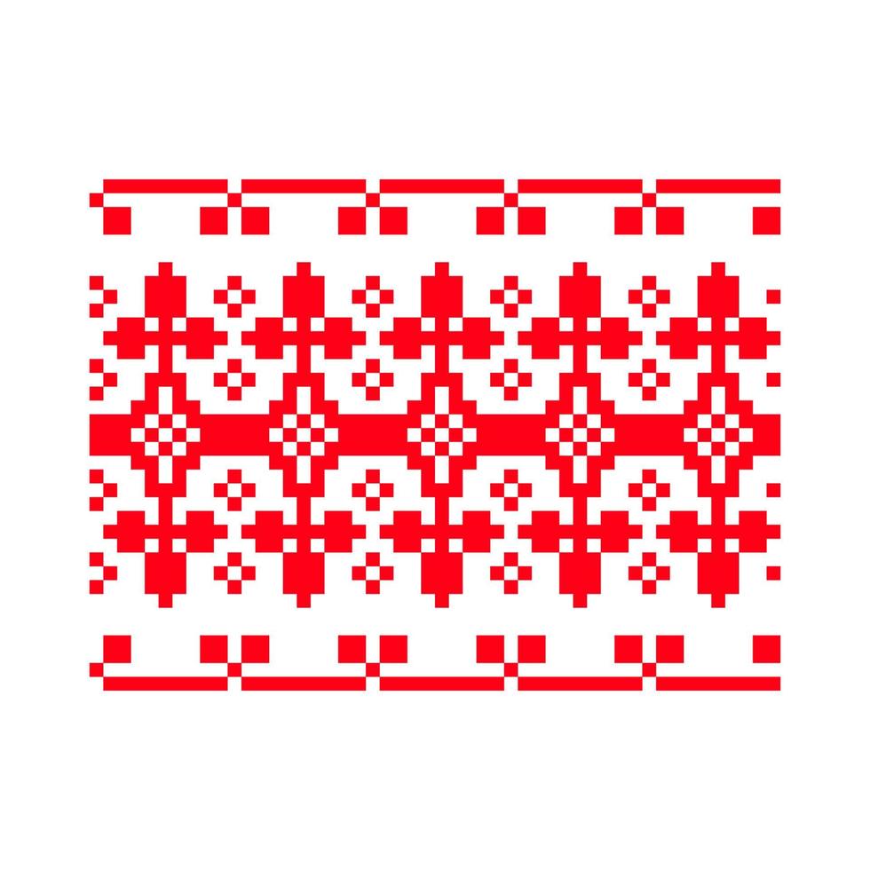 Pixelized pattern Vyshyvanka Traditional Ethnic Ukrainian Seamless Pattern slavic ornament vector