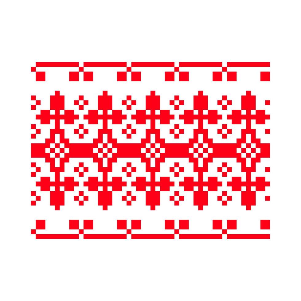 Pixelized pattern Vyshyvanka Traditional Ethnic Ukrainian Seamless Pattern slavic ornament vector