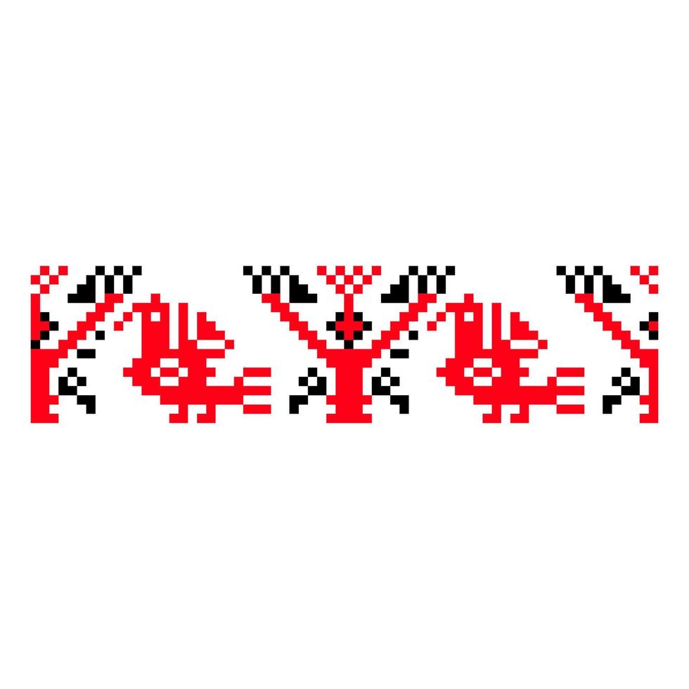 Pixelized pattern Vyshyvanka Traditional Ethnic Ukrainian Seamless Pattern slavic ornament vector