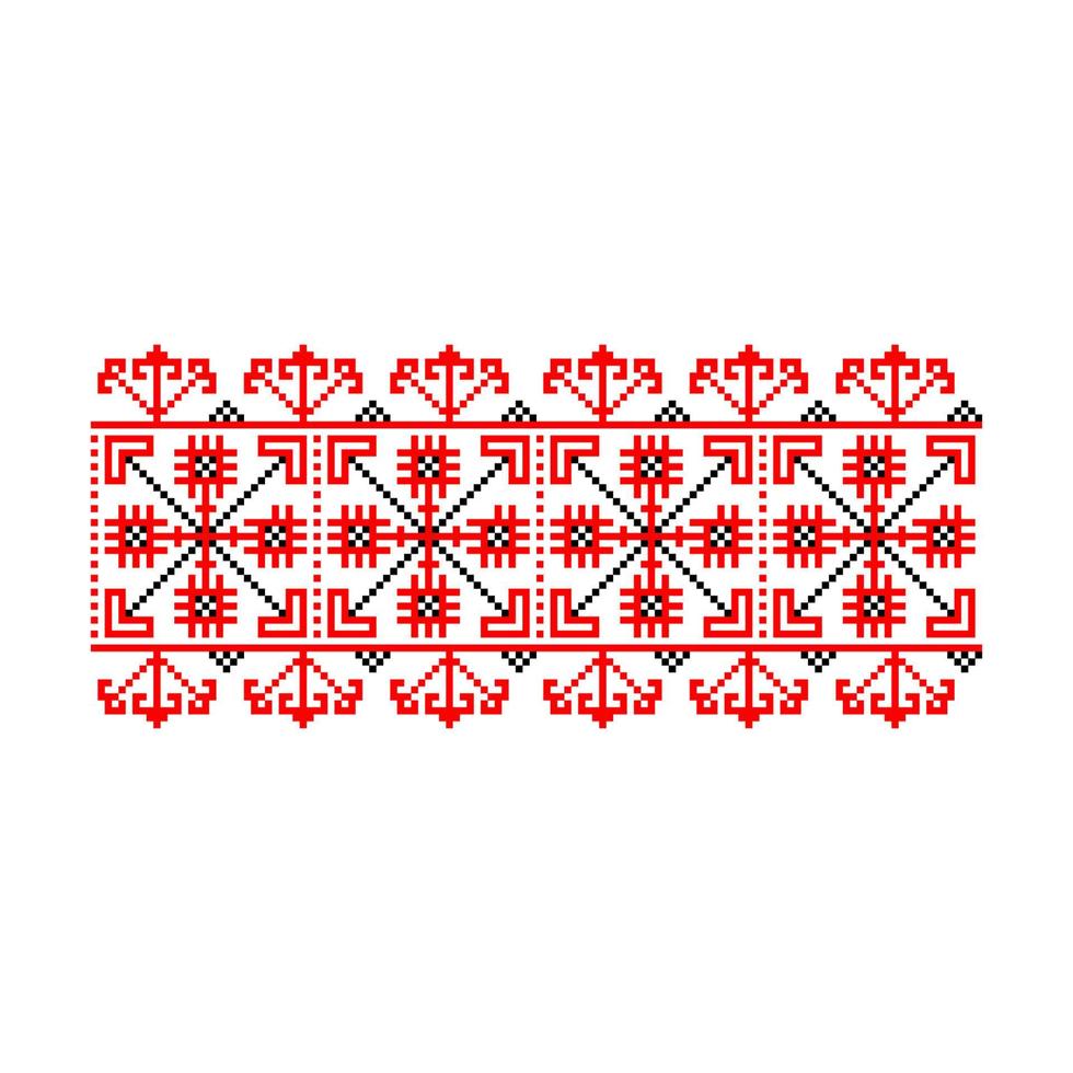 Pixelized pattern Vyshyvanka Traditional Ethnic Ukrainian Seamless Pattern slavic ornament vector