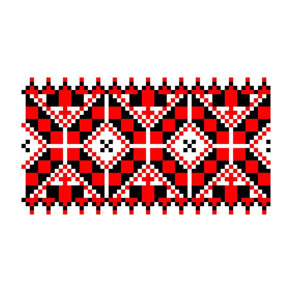 Pixelized pattern Vyshyvanka Traditional Ethnic Ukrainian Seamless Pattern slavic ornament vector