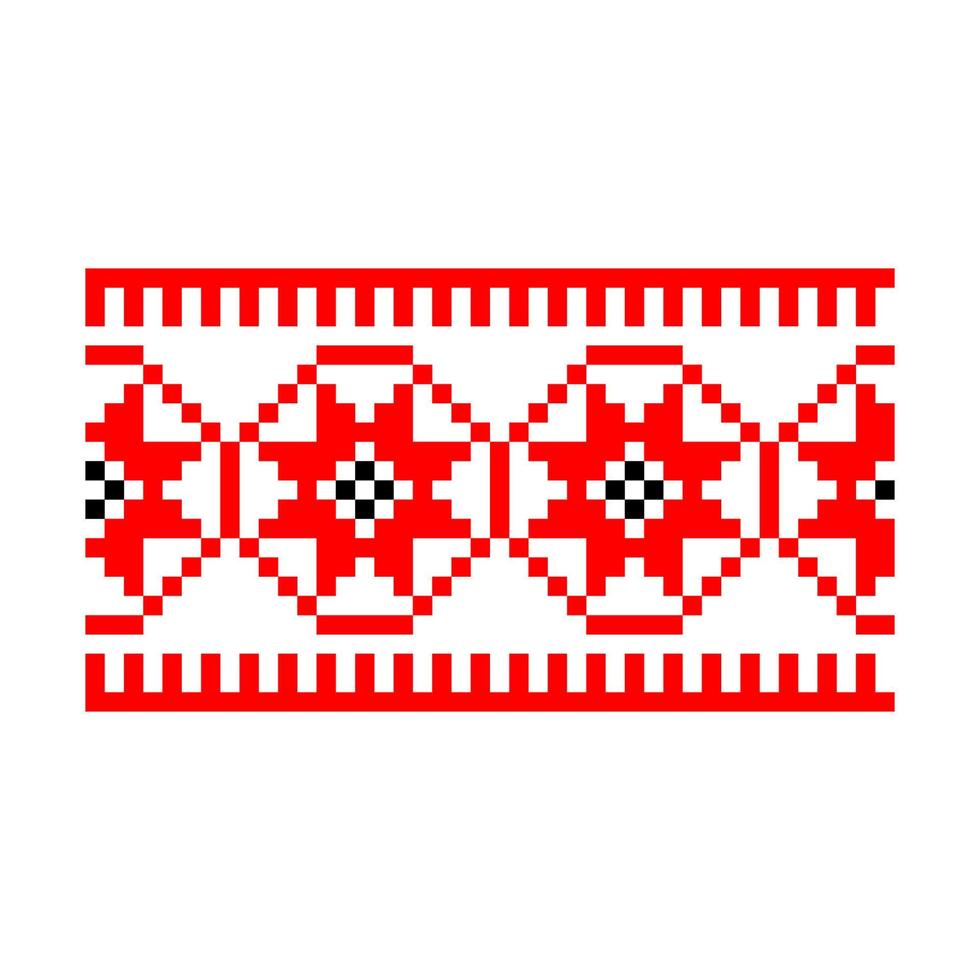 Pixelized pattern Vyshyvanka Traditional Ethnic Ukrainian Seamless Pattern slavic ornament vector