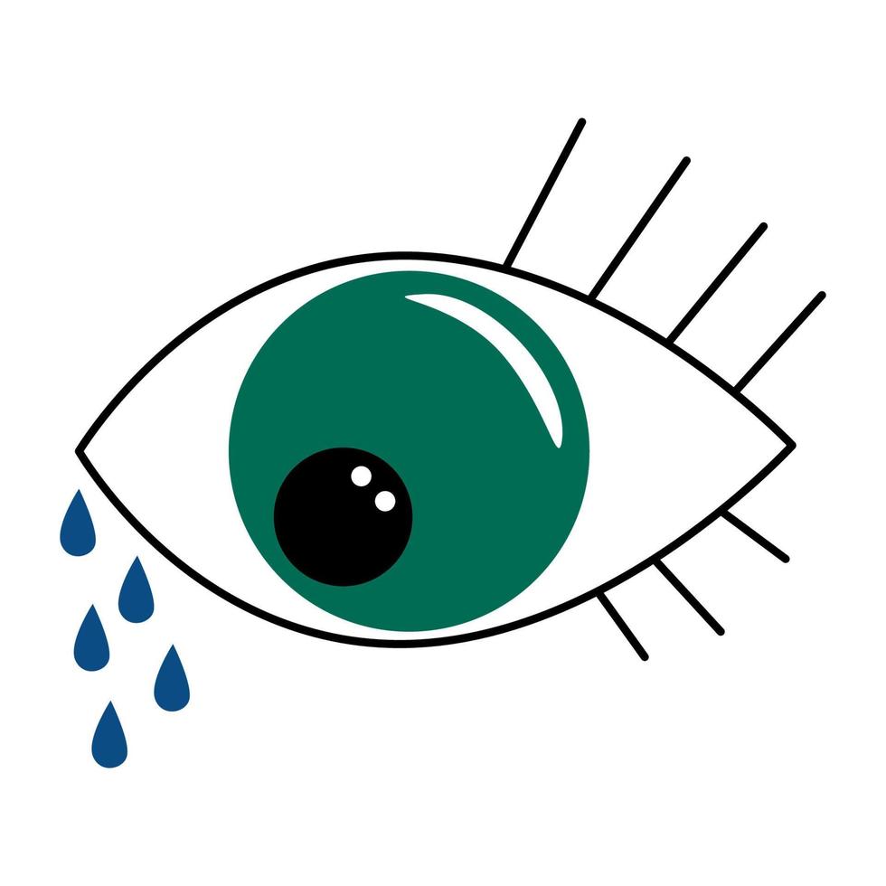 simple ojo minimalista con lágrimas. ojo llorando Lagrimeo del globo ocular con lágrimas, diseño de ilustraciones vectoriales vector