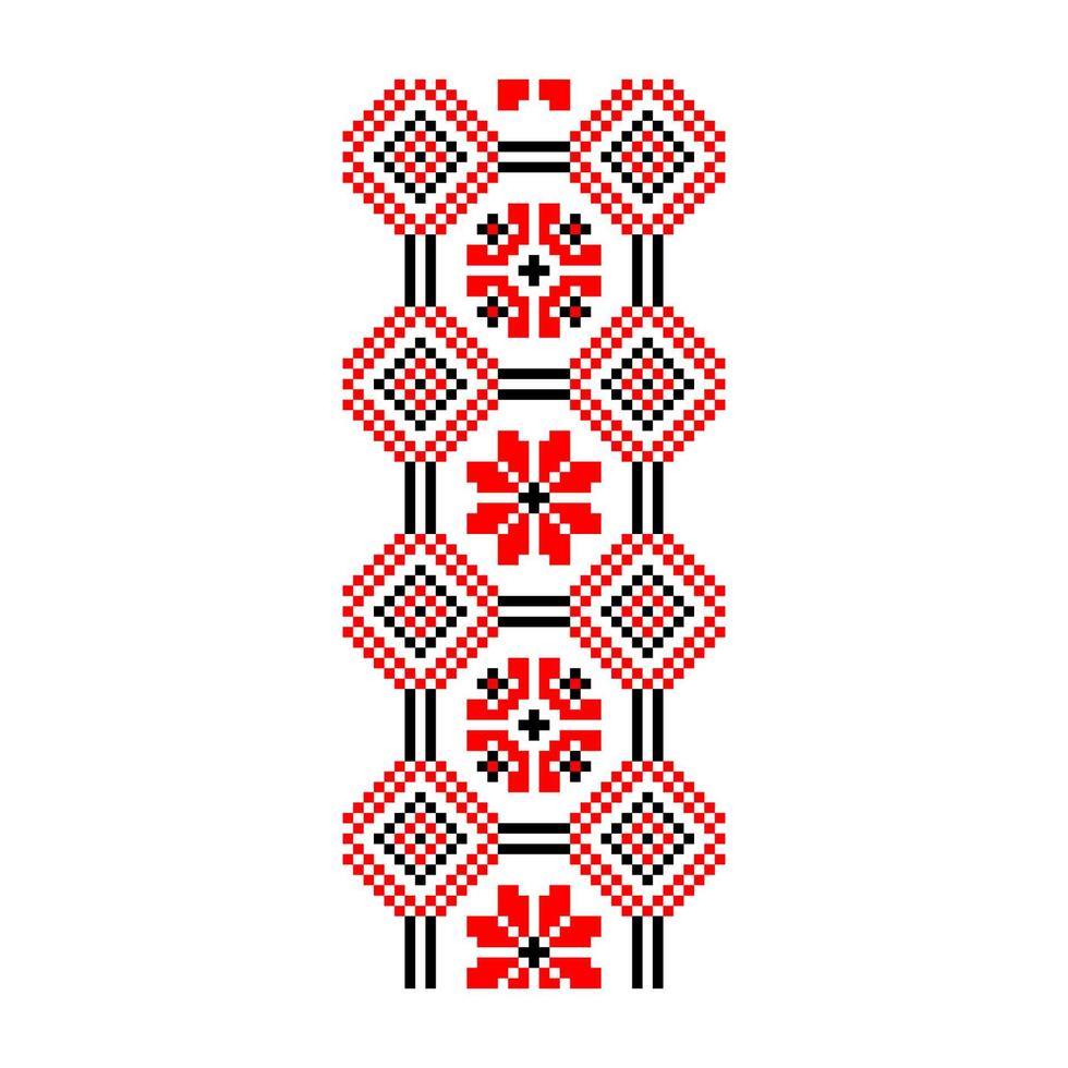 Pixelized pattern Vyshyvanka Traditional Ethnic Ukrainian Seamless Pattern slavic ornament vector