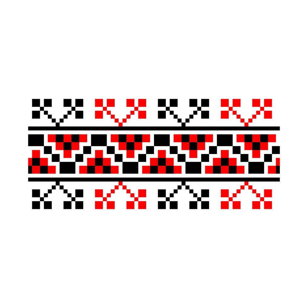 Pixelized pattern Vyshyvanka Traditional Ethnic Ukrainian Seamless Pattern slavic ornament vector