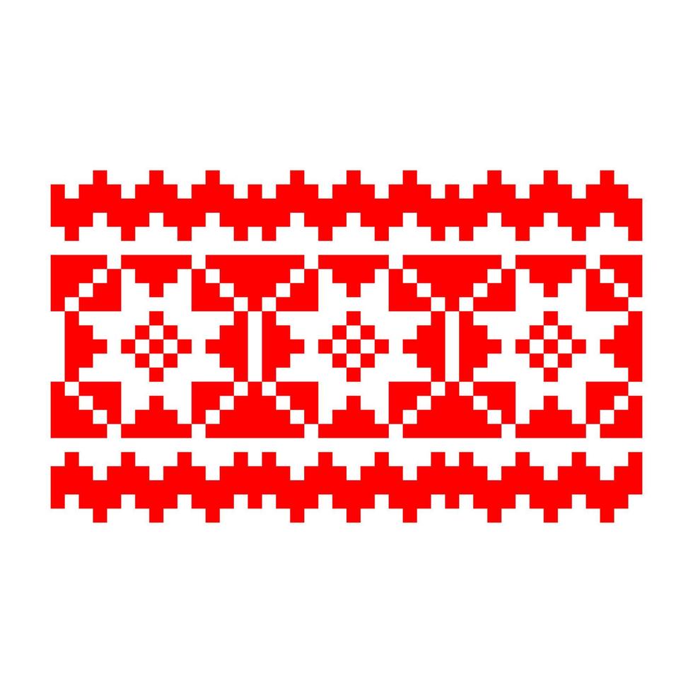 Pixelized pattern Vyshyvanka Traditional Ethnic Ukrainian Seamless Pattern slavic ornament vector