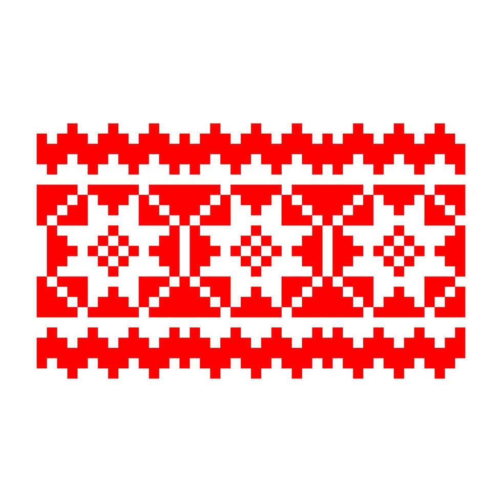 Pixelized pattern Vyshyvanka Traditional Ethnic Ukrainian Seamless Pattern slavic ornament vector