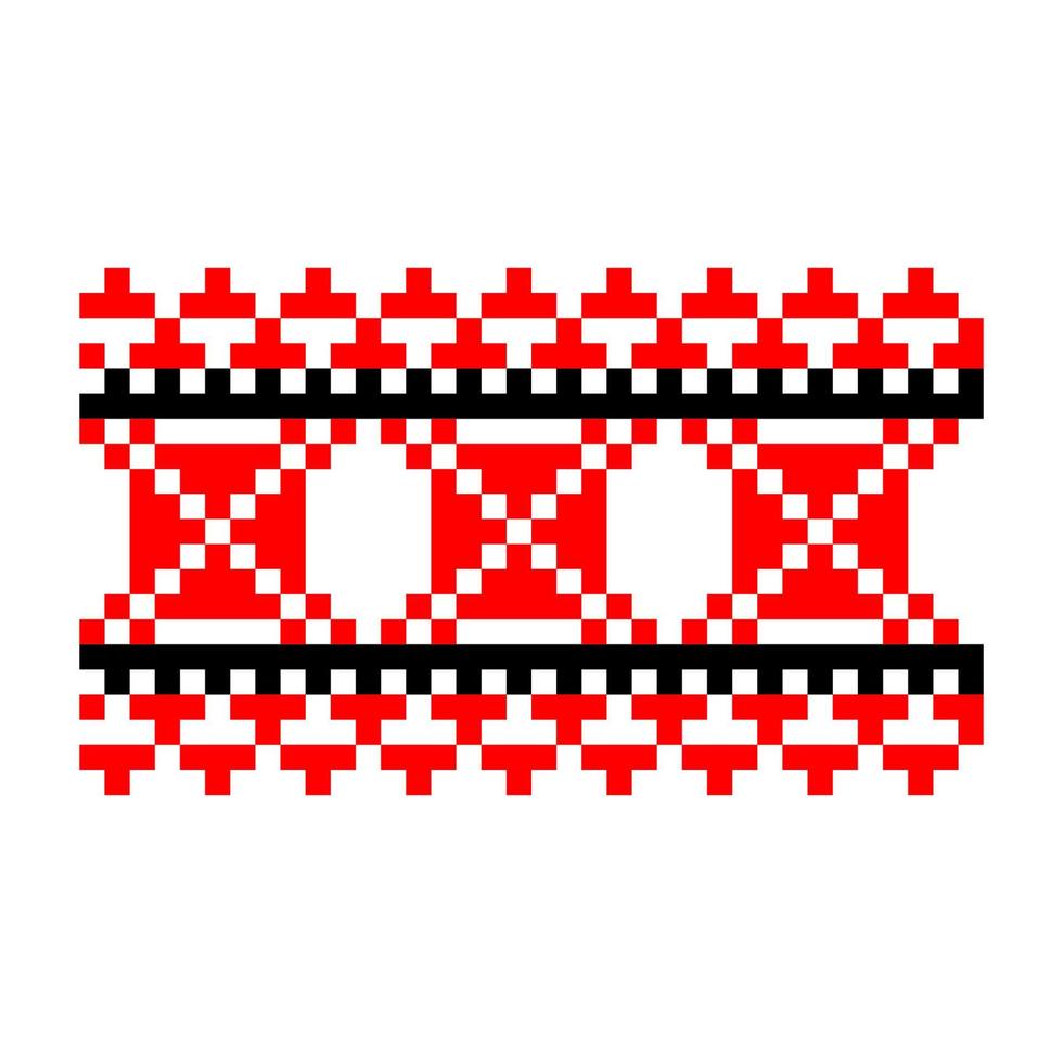 Pixelized pattern Vyshyvanka Traditional Ethnic Ukrainian Seamless Pattern slavic ornament vector