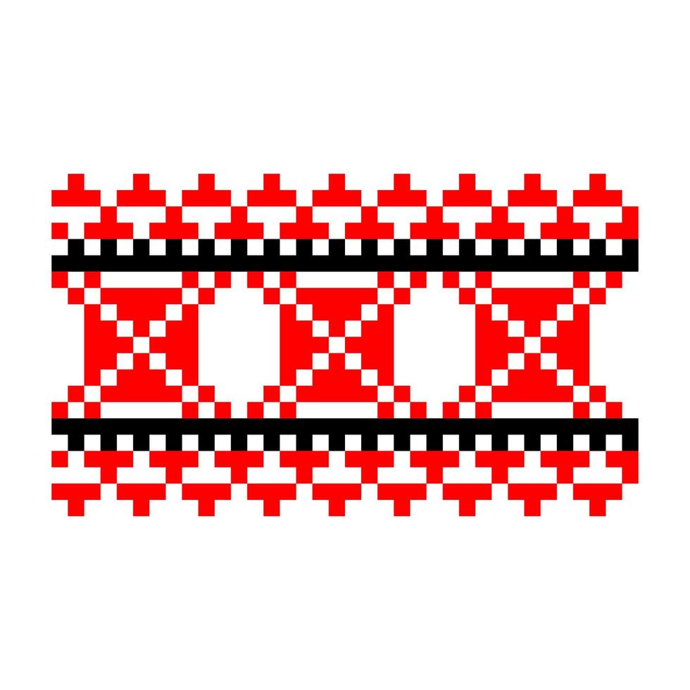 Pixelized pattern Vyshyvanka Traditional Ethnic Ukrainian Seamless Pattern slavic ornament vector