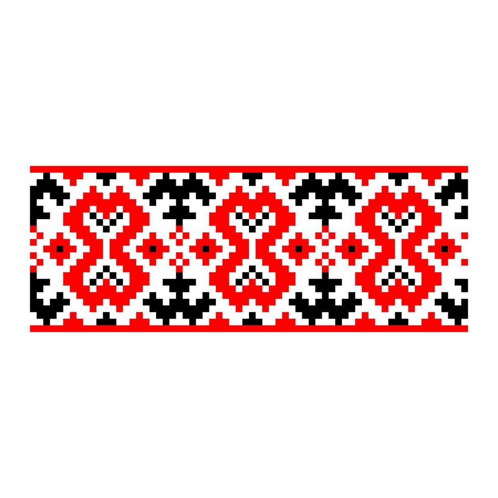 Pixelized pattern Vyshyvanka Traditional Ethnic Ukrainian Seamless Pattern slavic ornament vector