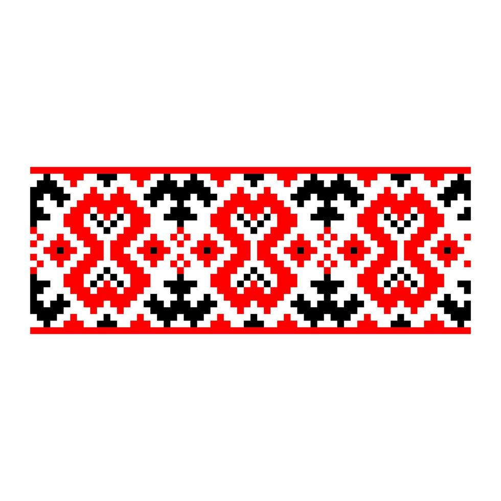 Pixelized pattern Vyshyvanka Traditional Ethnic Ukrainian Seamless Pattern slavic ornament vector