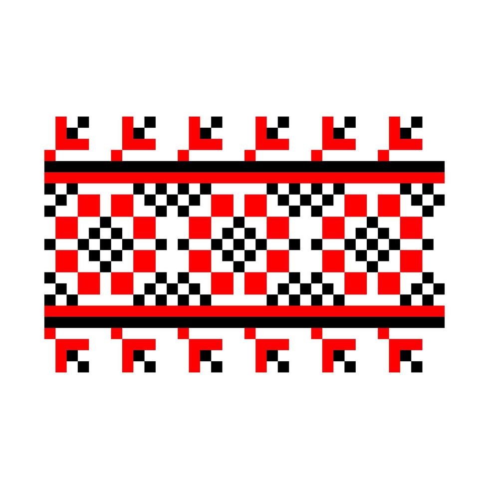 Pixelized pattern Vyshyvanka Traditional Ethnic Ukrainian Seamless Pattern slavic ornament vector
